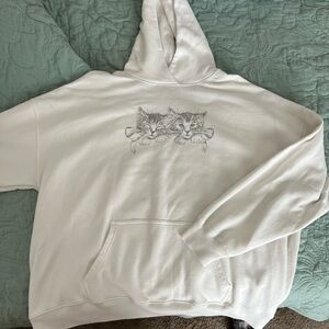 Hollister Cream Hoodie with Cat Design
